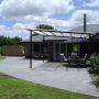 Steel framed gazebo pergola covered area