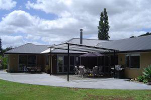 Steel framed gazebo pergola covered area