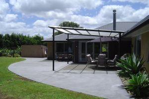 Steel framed gazebo pergola covered area