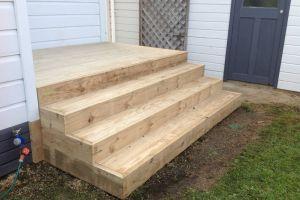 timber landing and stairs