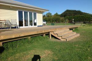 large wrap around timber deck