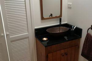 timber vanity copper sink and tap whangarei